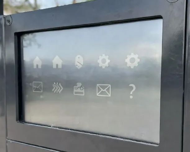 Projected capacitive PCAP touchscreen technology on an outdoor kiosk, demonstrating superior durability against scratches, moisture, and false triggers compared to infrared IR frames Projected capacitive PCAP touchscreen technology on an outdoor kiosk, demonstrating superior durability against scratches, moisture, and false triggers compared to infrared IR frames